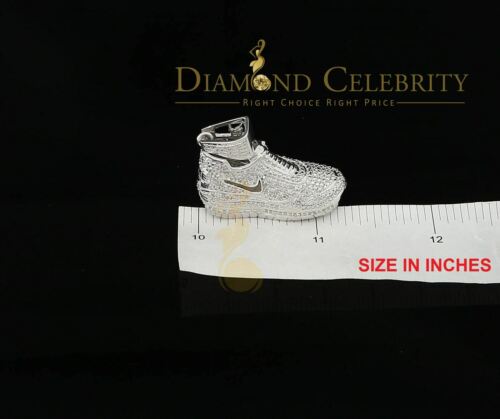 DiamondCelebritees Real 0.33ct Diamond 925 Sterling Silver SHOES Charm Necklace Pendant in White