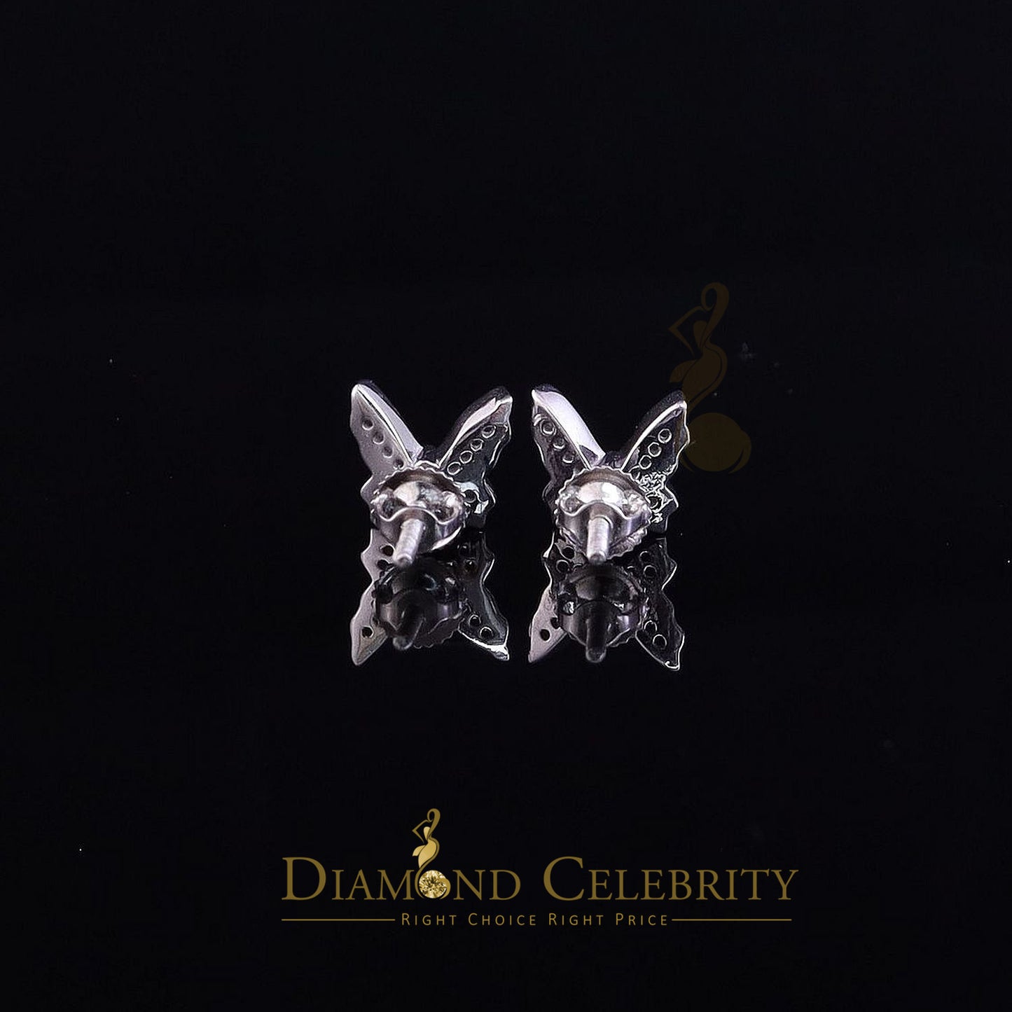DiamondCelebritees  Women's 0.17ct Cubic Zirconia Butterfly Stud Earrings White 925 Sterling Silver