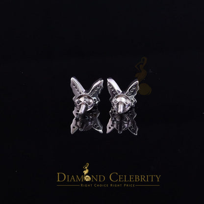 DiamondCelebritees  Women's 0.17ct Cubic Zirconia Butterfly Stud Earrings White 925 Sterling Silver