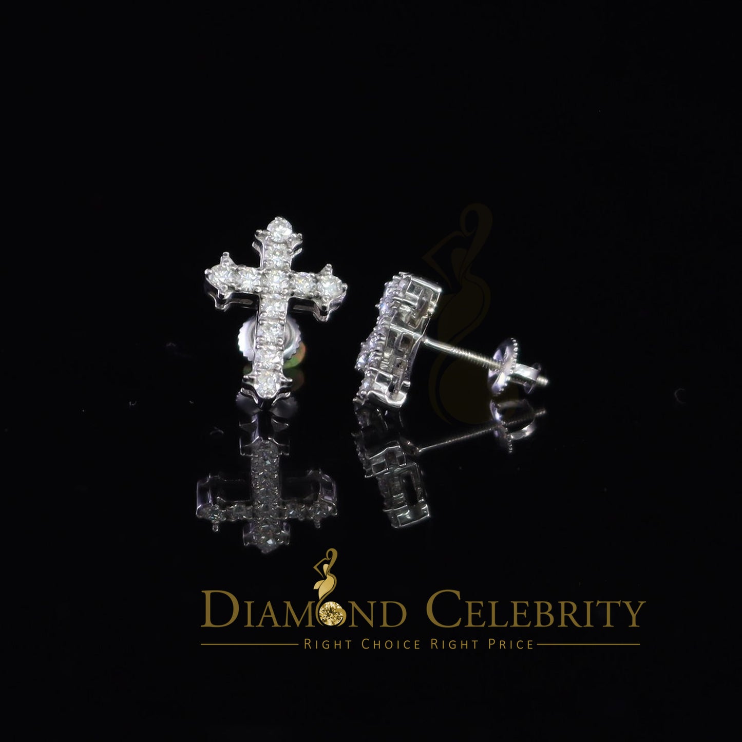 Diamondcelebritees 1.00ct Moissanite White 925 Sterling Silver Women's Cross Earrings