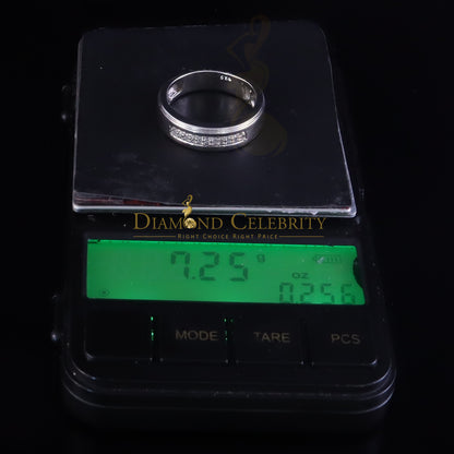 DiamondCelebritees 0.05ct In 925 Silver Round Cut White Diamond Men's Wedding Enternity Ring Size11
