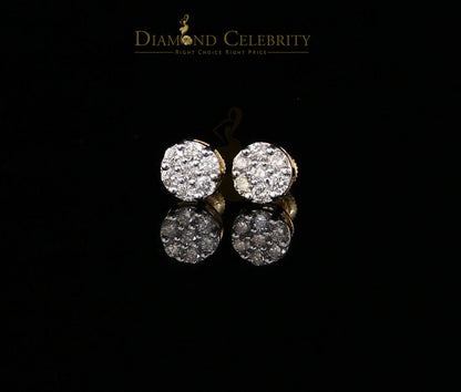 DiamondCelebritees Men's/Women's 10K Real Yellow Gold with 0.75CT Real Diamond Stud Earrings