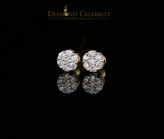 DiamondCelebritees Men's/Women's 10K Real Yellow Gold with 0.75CT Real Diamond Stud Earrings