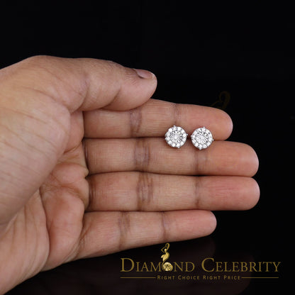 DiamondCelebritees  White Silver 1.12ct Cubic Zirconia 925 Women's & Men's Hip Hop Square Earrings
