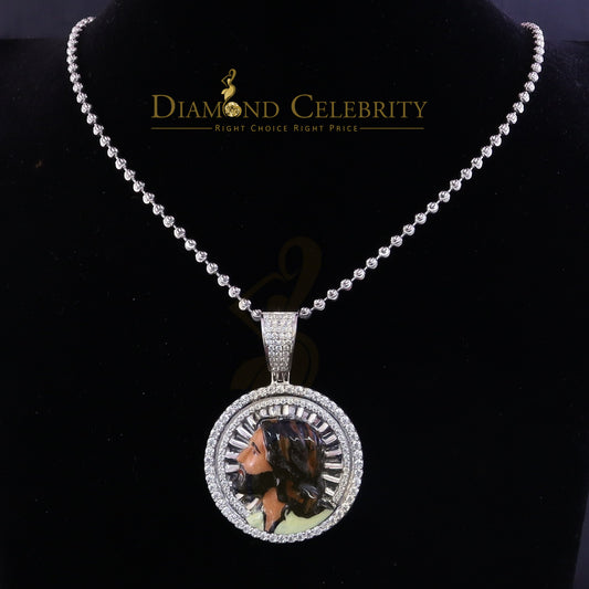Diamondcelebritees  1.50 inch 925 Silver Enamel JESUS White Pendant 3.00ct Moissanite for He/She