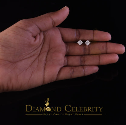 DiamondCelebritees 10k Real White Gold 0.33ct VVS 'D' Color Real Moissanite Stud Square Earrings