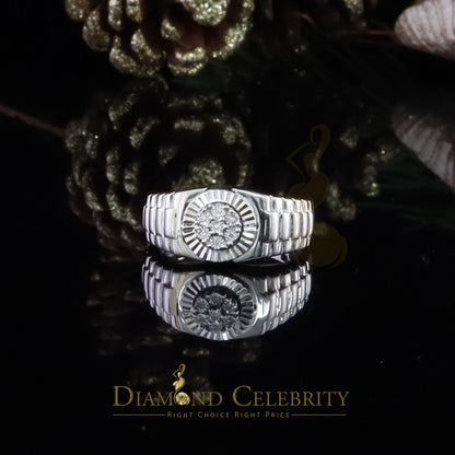 DiamondCelebritees 925 Sterling Silver 0.05ct Real Diamond Men's Style White Band Style Ring SZ 10