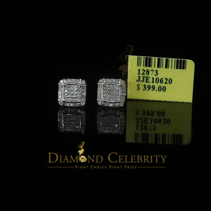 DiamondCelebritees 0.25ct Diamond 925 Sterling Silver White Square Earring For Men's / Women's