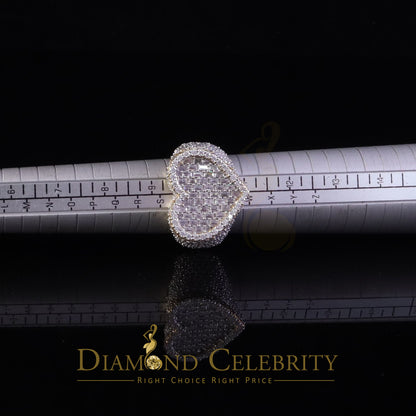 DiamondCelebritees Men's 925 Silver Yellow 7.00ct VVS 'D' Moissanite Stone Heart Rings Size 10
