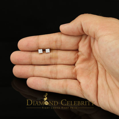 DiamondCelebritees  0.55ct Cubic Zirconia Hip Hop 925 Yellow Silver Women's & Men's Square Earrings