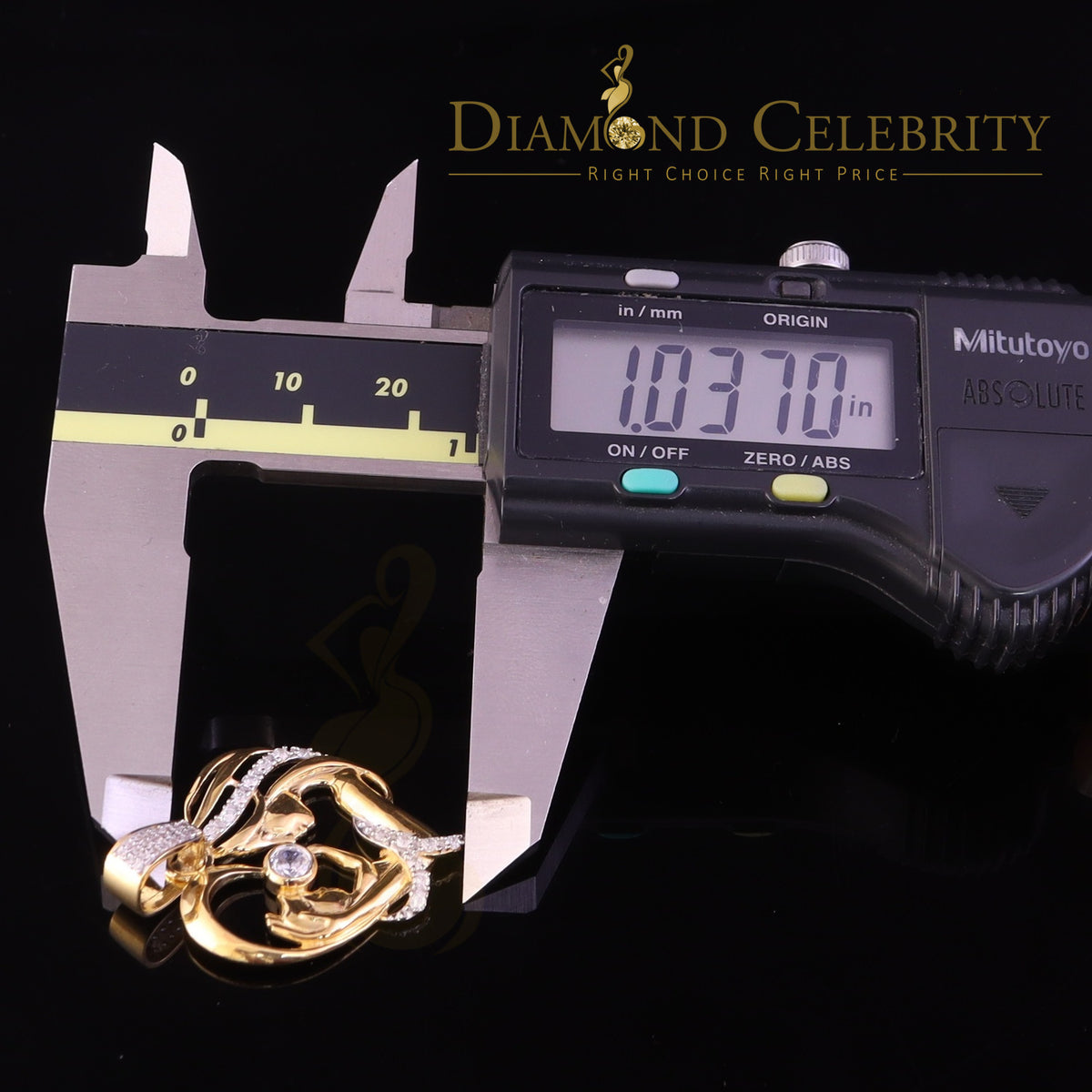 DiamondCelebritees MOM'S Embrace Yellow Lovely Pendant @ Mother's Day Silver 0.85ct Cubic Zirconia