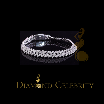 Diamondcelebritees  925 Sterling Silver White Cuban Moissanite Bracelet Wdth 8mm Length sz 8.50inch