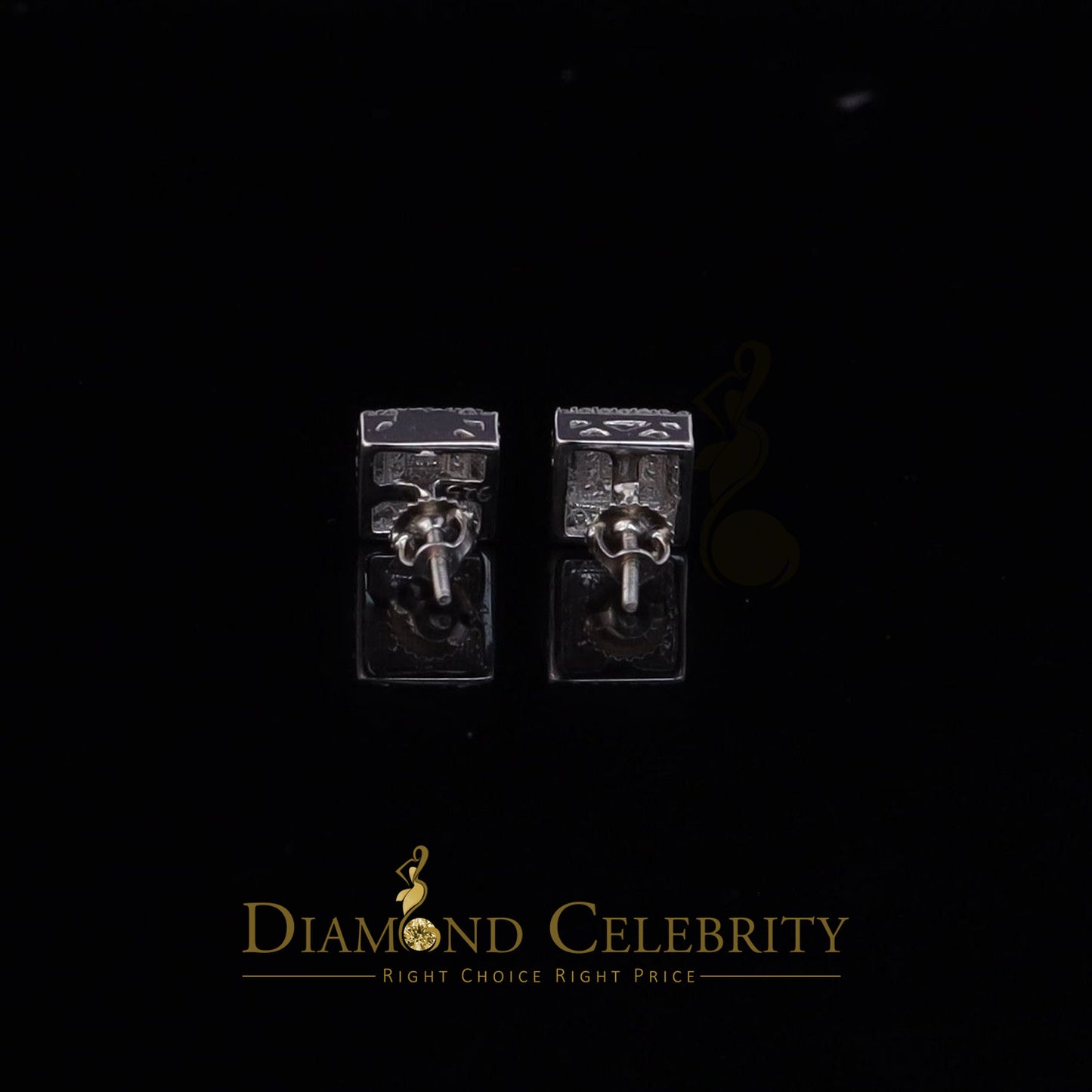 DiamondCelebritees  1.44ct Cubic Zirconia 925 White Sterling Silver Women's Hip Hop Square Earrings