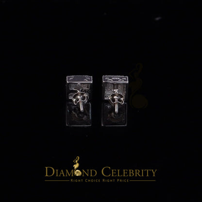 DiamondCelebritees  1.44ct Cubic Zirconia 925 White Sterling Silver Women's Hip Hop Square Earrings