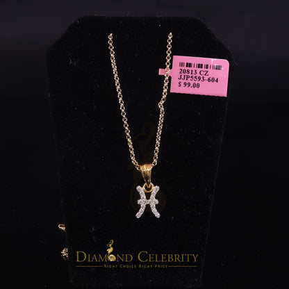 DiamondCelebritees 0.34ct Cubic Zirconia Yellow Silver PISCES MARCH Month Pendant Men's & Women's