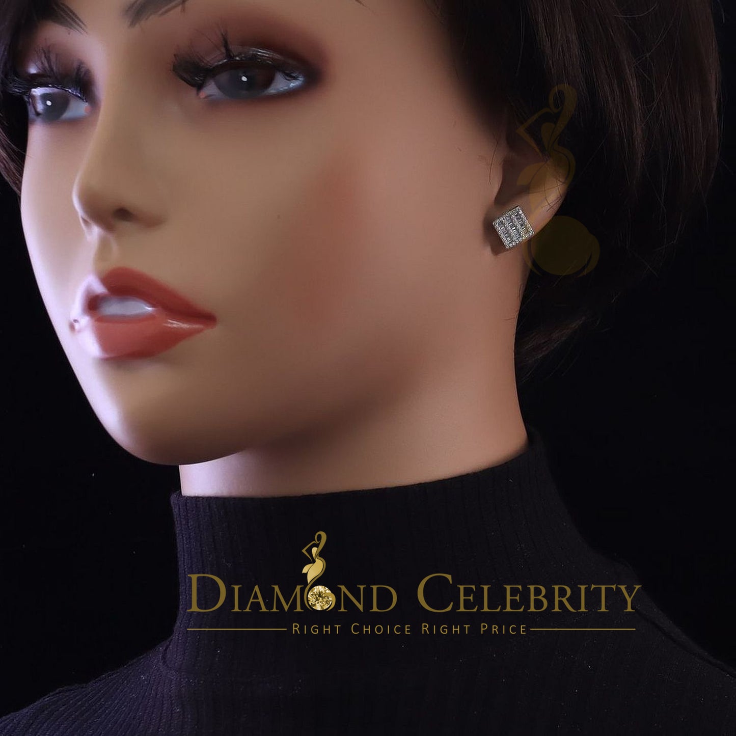 DiamondCelebritees  Hip Hop Screw Back White Silver 2.07ct Cubic Zirconia Women's & Men's Earrings