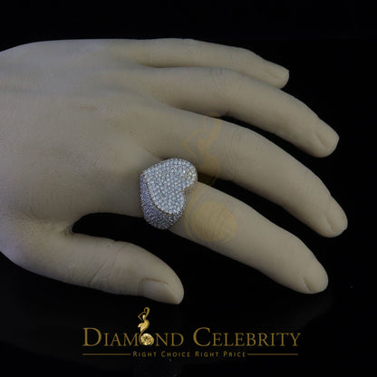 DiamondCelebritees Men's 925 Yellow Silver 5.00ct VVS 'D' Round Moissanite Heart Ring Size 8