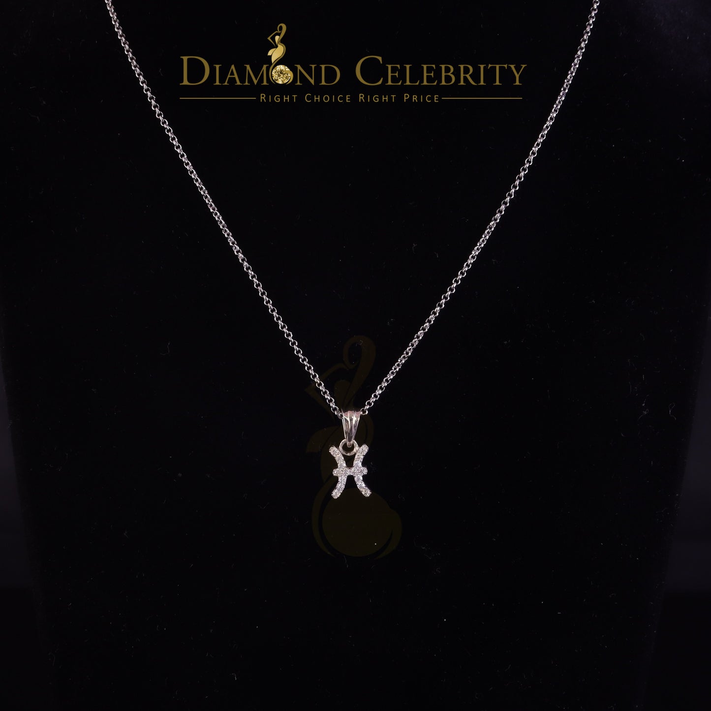 DiamondCelebritees 0.34ct Cubic Zirconia White Silver PISCES MARCH Month Pendant Men's & Women's