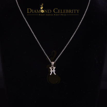 DiamondCelebritees 0.34ct Cubic Zirconia White Silver PISCES MARCH Month Pendant Men's & Women's