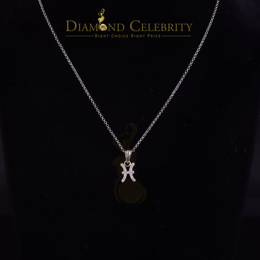 DiamondCelebritees 0.34ct Cubic Zirconia White Silver PISCES MARCH Month Pendant Men's & Women's