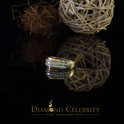 DiamondCelebritees Men's 0.50ct Cubic Zirconia Yellow 925 Sterling Silver Round Ring Size 10