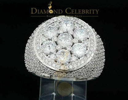 DiamondCelebritees Men's 12.5ct Cubic Zirconia white Silver Round Adjustable Ring From SZ 11 to13