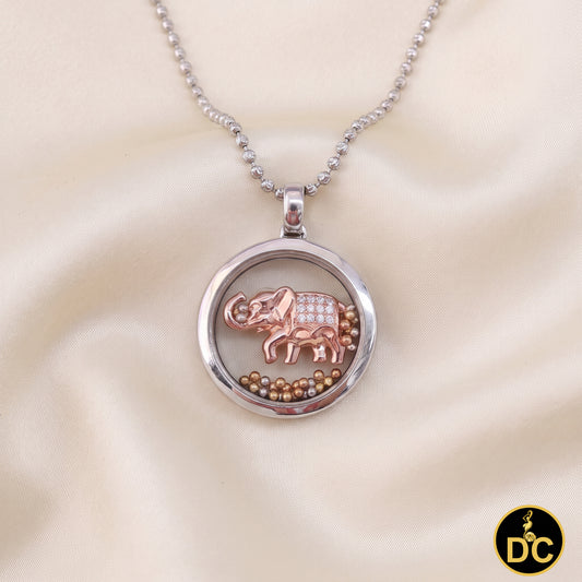 DiamondCelebritees Beautiful White Sterling Silver with Charming Elephant Pendant Cubic Zirconia