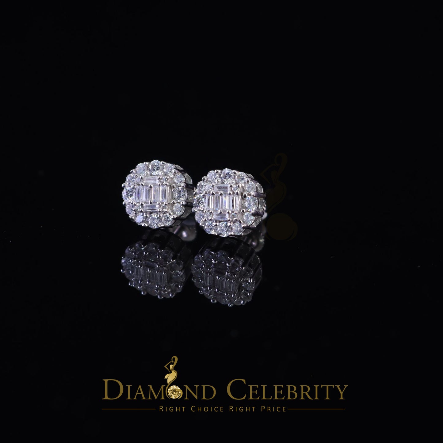 DiamondCelebritees  925 Sterling White Silver 1.98ct Cubic Zirconia Round Women's Stud Earrings