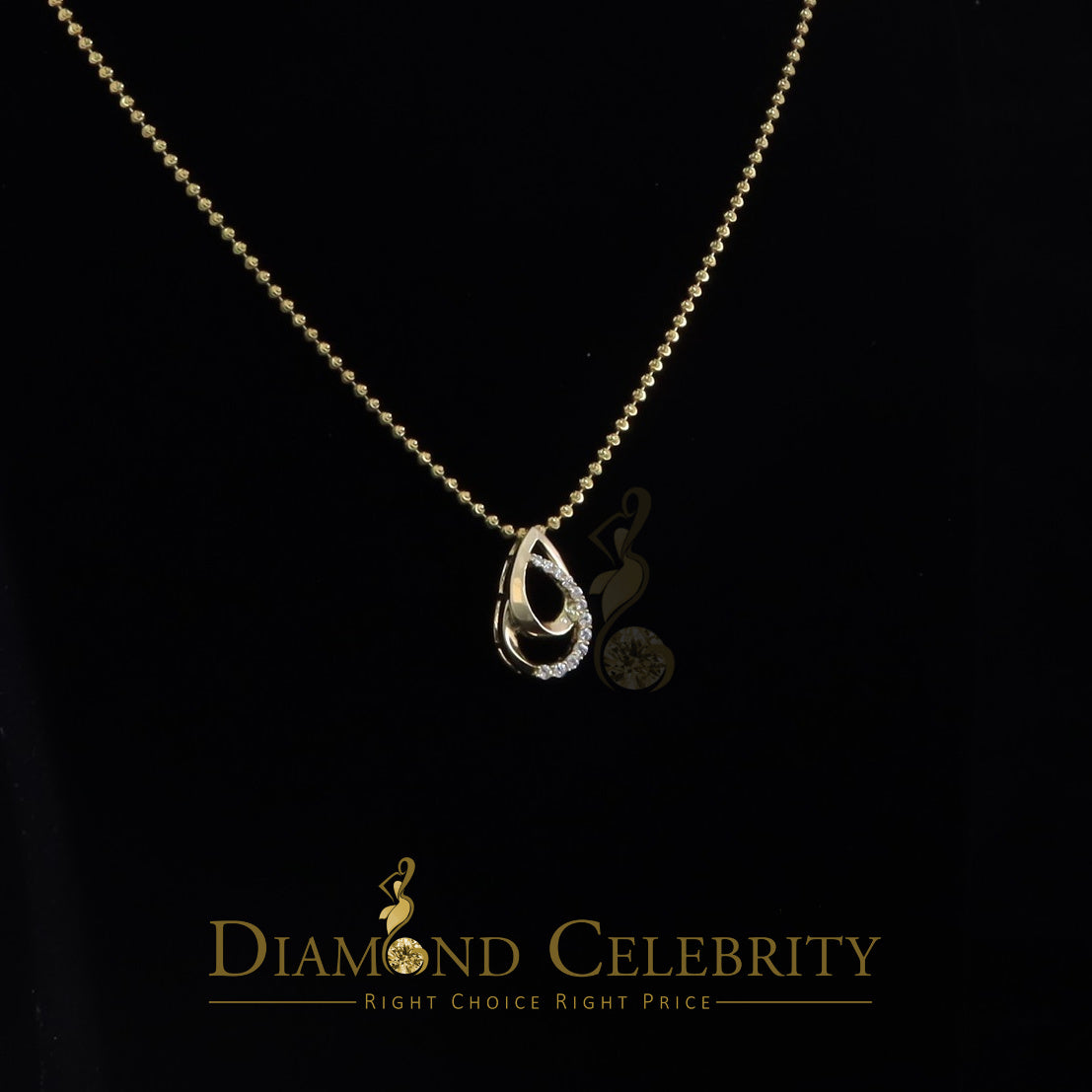 DiamondCelebritees Sterling Yellow Silver Pear Fashion Pendant with 0.00ct Cubic Zirconia Stone