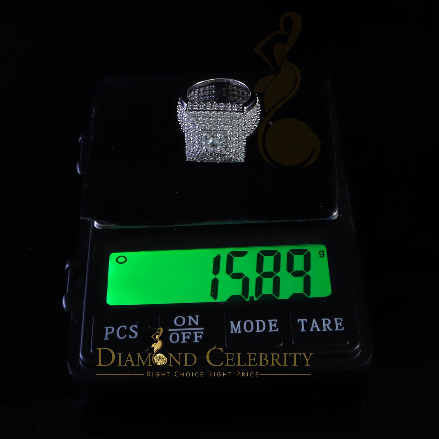 DiamondCelebritees 925 Sterling Silver White 14.0ct Cubic Zirconia Square Women's Gifts Ring Size 9