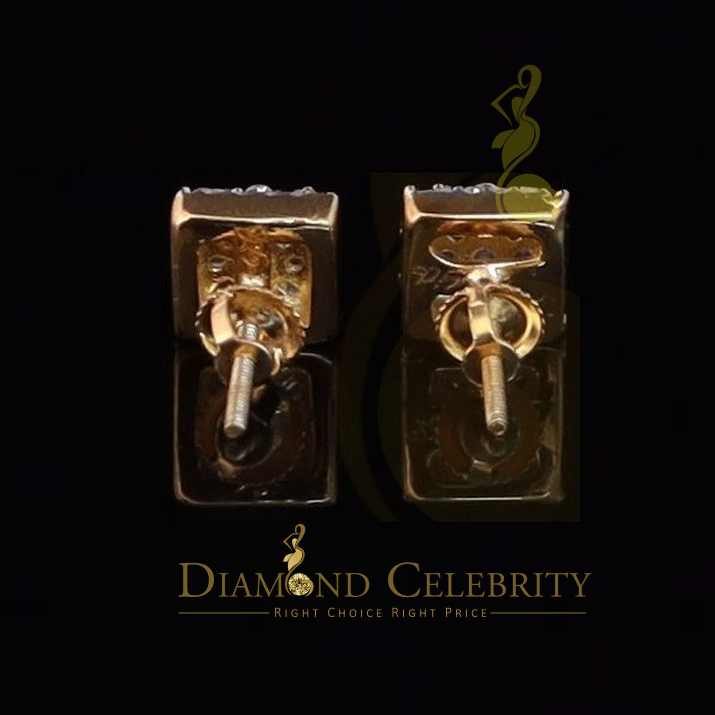 DiamondCelebritees  925 Yellow Starling Silver 0.74ct Cubic Zirconia Square Women's / Men's Earrings