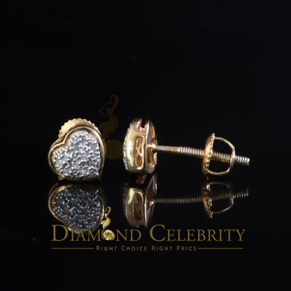 DiamondCelebritees Aretes Para Hombre Heart 925 Yellow Silver 0.08ct Diamond Women's /Men's Earring