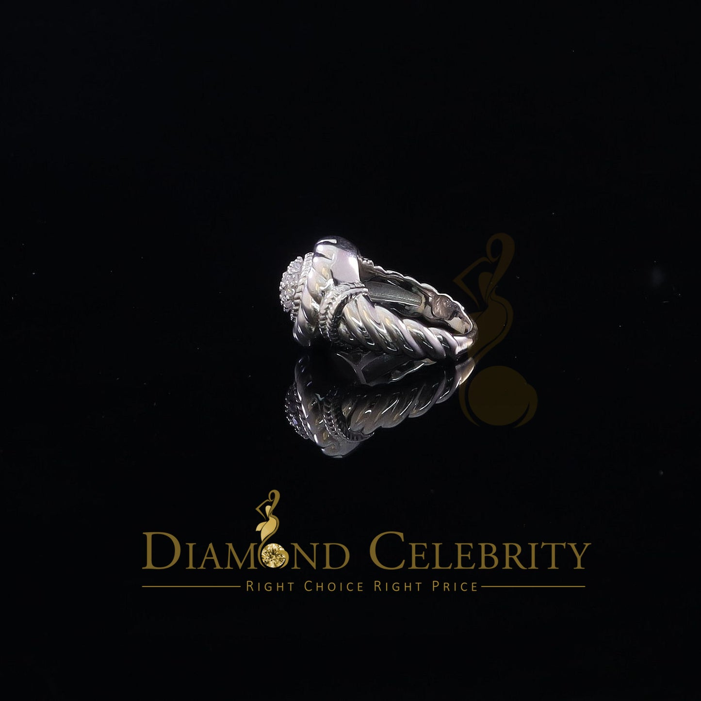 DiamondCelebritees 0.58ct Sterling White Silver Round Shape 925 Cubic Zirconia Womens Ring size 7