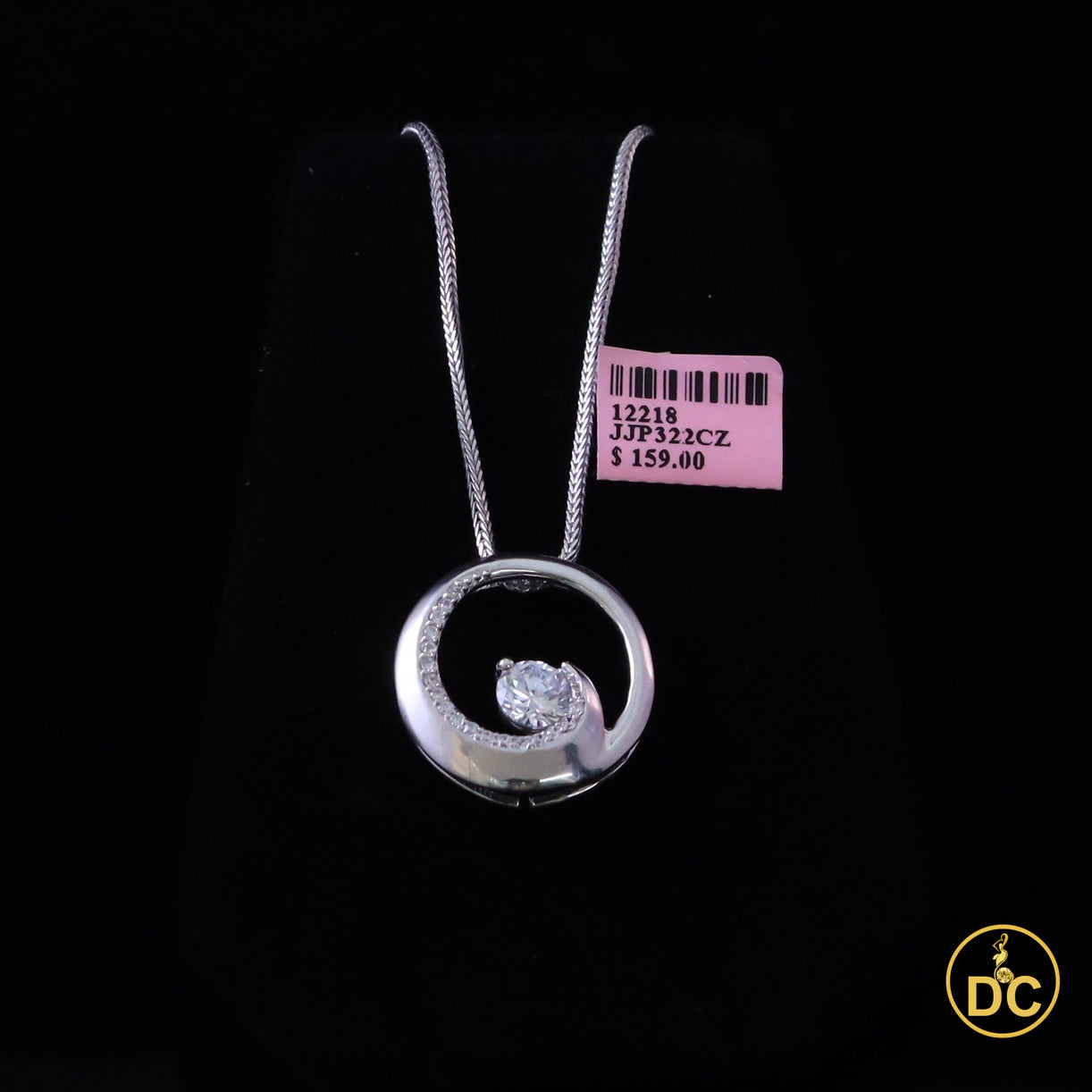 DiamondCelebritees 925 Silver Eternity Circle Swirl 2.50ct White 1 inch Cubic Zirconia Pendant