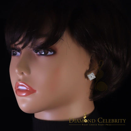 DiamondCelebritees Real Moissanite Square Earrings 10k Real Yellow Gold 4.50ct VVS 'D' Color