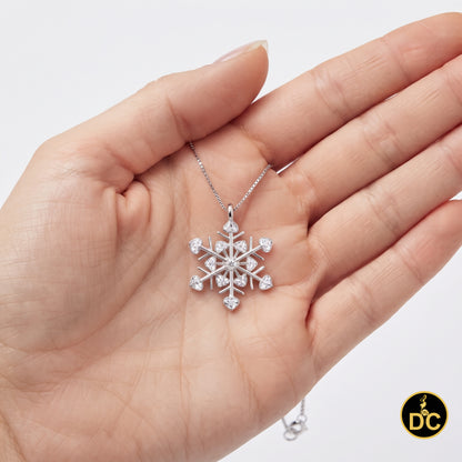 DiamondCelebritees  925 Sterling Silver White 0.01ct Real Diamond Snowflake Heart Accent Pendant