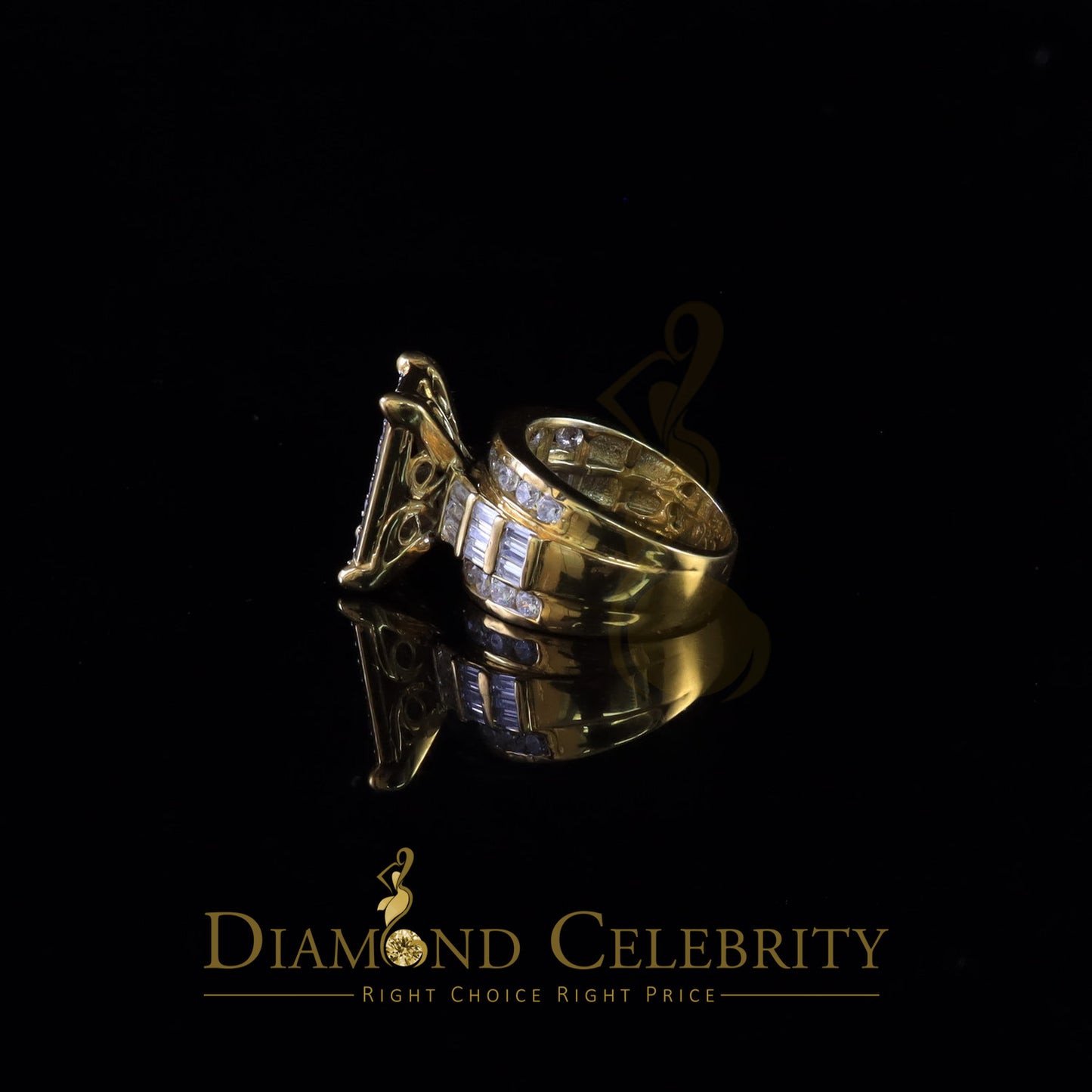 DiamondCelebritees 925 Yellow 5.82ct Cubic Zirconia Silver Cinderella Women's Ring SZ 7.5