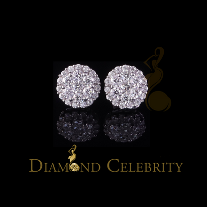 Diamondcelebritees Men's/Womens 925 Silver White 1.33ct VVS 'D' Moissanite Round Stud Earrings