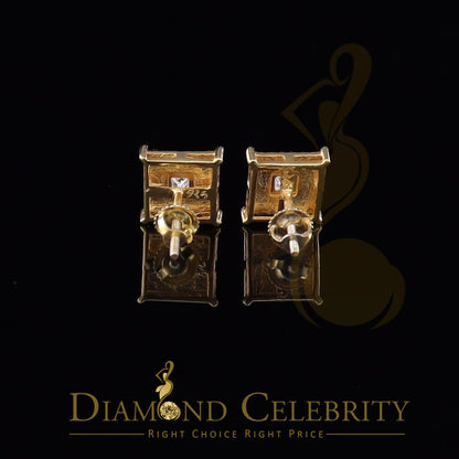 DiamondCelebritees 0.10ct Diamond Stud Earrings Yellow 925 Sterling Silver For Men's & Women's