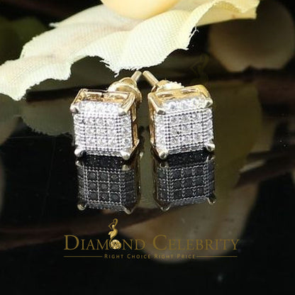 DiamondCelebritees  Yellow 925 Sterling Silver Women's & Men's 1.68ct Cubic Zirconia Square Earrings