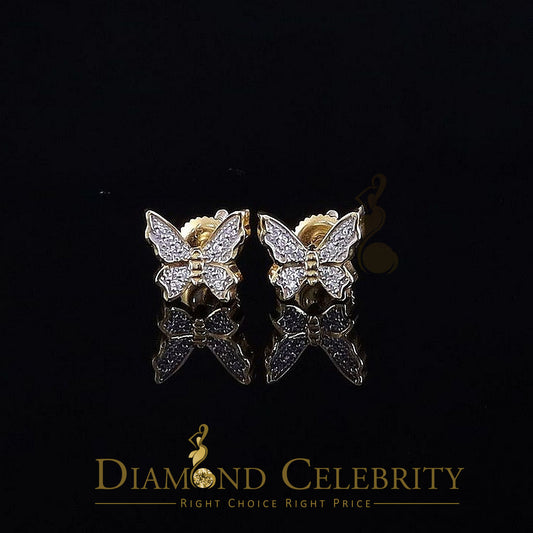 DiamondCelebritees  Women's 0.17ct Cubic Zirconia Butterfly Stud Earrings Yellow 925 Sterling Silver