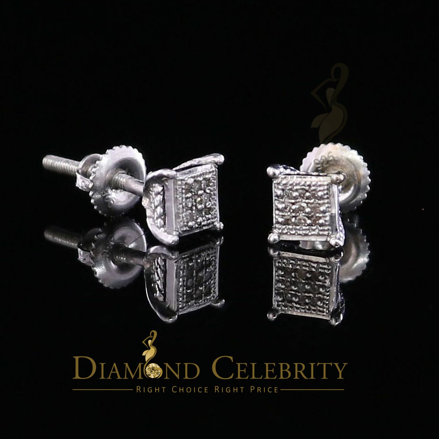 DiamondCelebritees 0.05ct Diamond Collection White 925 Sterling Silver Women & Men Square Earrings