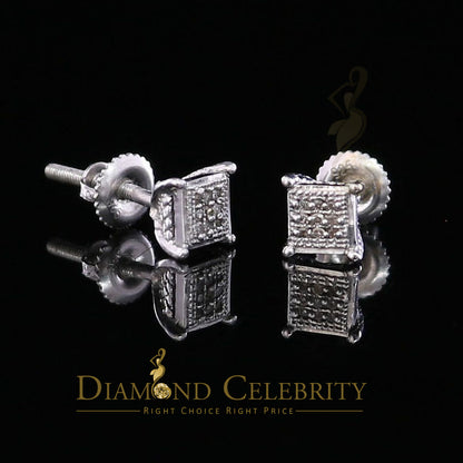 DiamondCelebritees 0.05ct Diamond Collection White 925 Sterling Silver Women & Men Square Earrings
