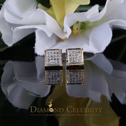 DiamondCelebritees 0.10ct Diamond Stud Earrings For Women Yellow 925 Silver Stud For Men