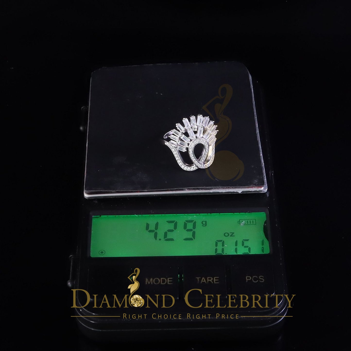 DiamondCelebritees 925 Sterling Silver 2.0 ct Cubic Zirconia White Silver Crown Women's Ring Size 7