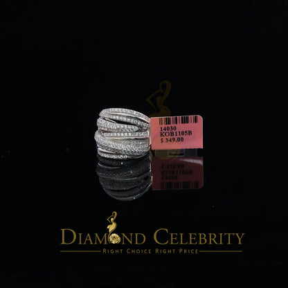 DiamondCelebritees 925 White Sterling Silver 2.50ct Multi -Rows Cubic Zirconia Women's Ring Size 7