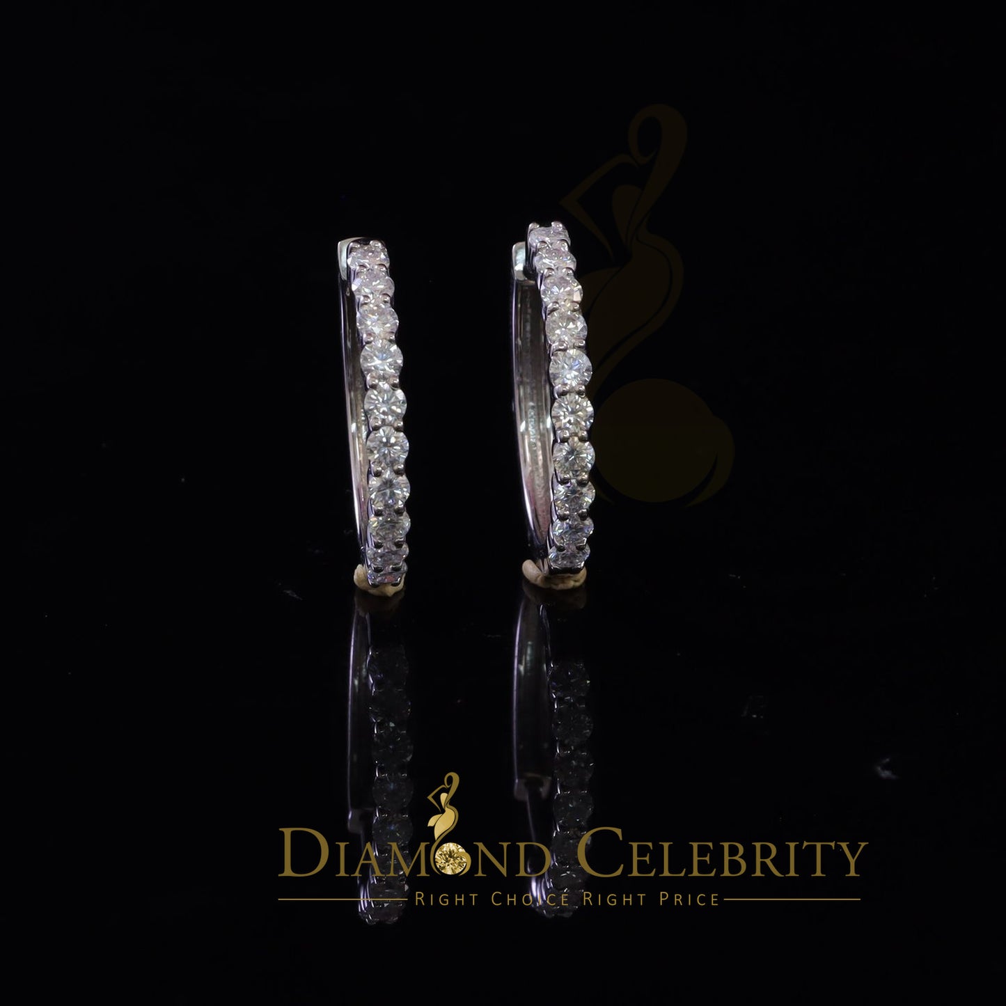 Diamondcelebritees 2.00ct Moissanite White 925 Sterling Silver Women's Hoop Earrings