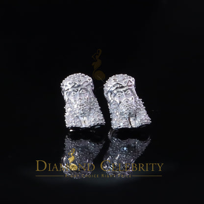 DiamondCelebritees Small 0.25ct Diamond 925 Silver White 6.50MM Men's & Women Jesus Stud Earring