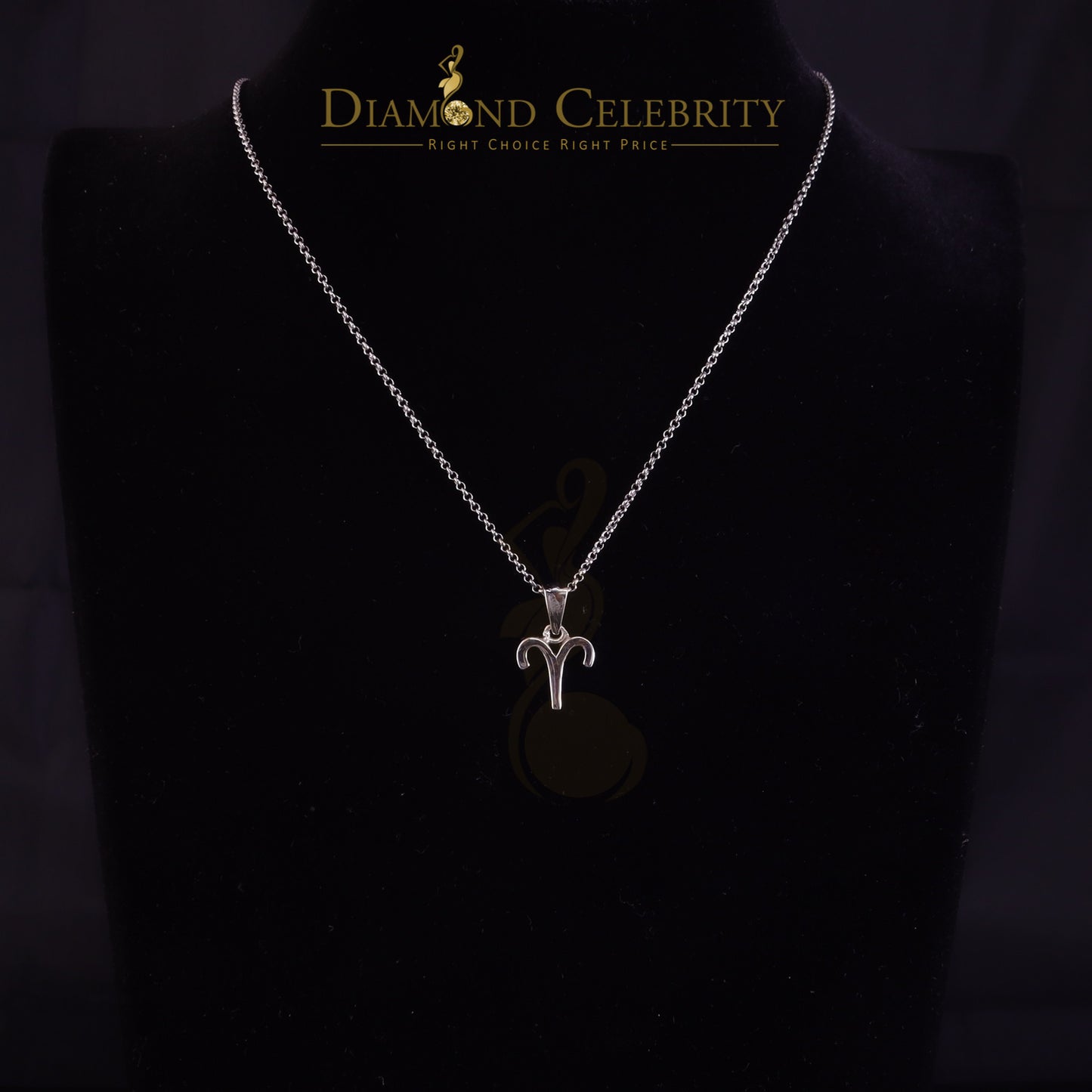 DiamondCelebritees 0.42ct Cubic Zirconia White Silver ARIES-APRIL Month Pendant for Men's & Women's