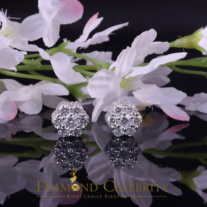 DiamondCelebritees  2.00ct Cubic Zirconia 925 White Silver Sterling Hip Hop Floral Women's Earrings